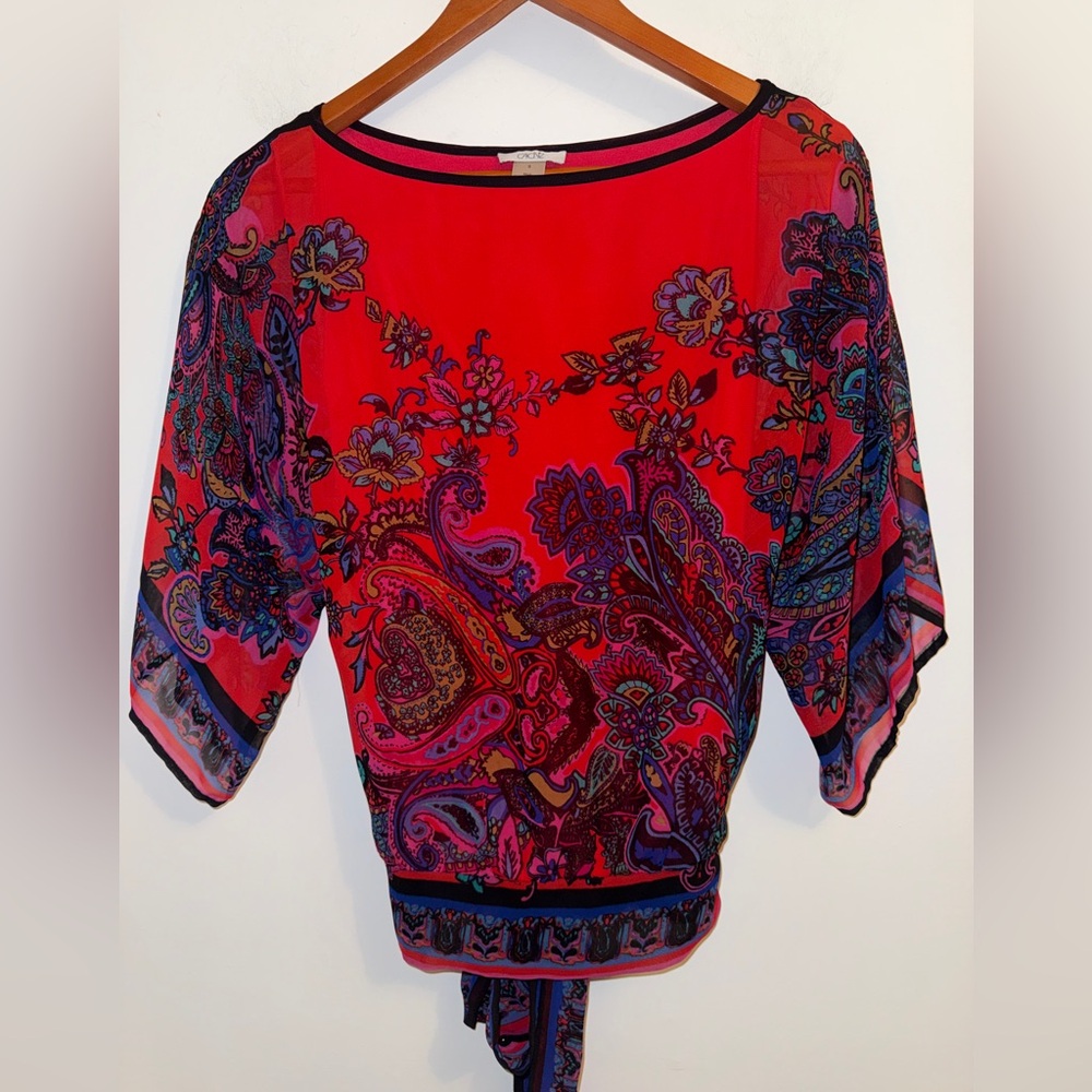 ✨ Cache Vibrant Paisley Tie-Back Blouse – Size Small ✨ - Picture 4 of 11